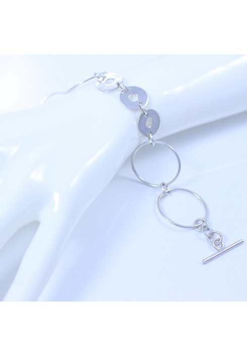 Sterling silver bracelet with large and small hoops 